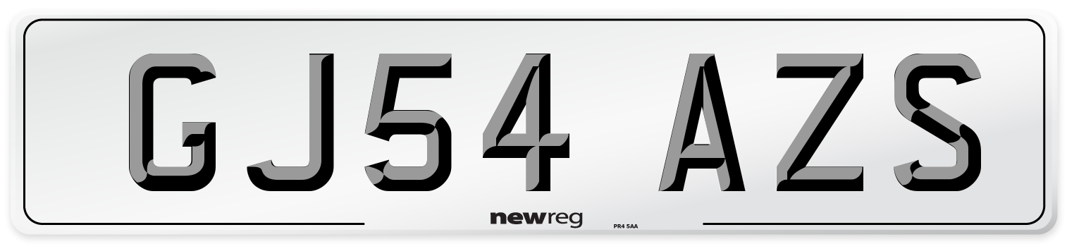 GJ54 AZS Number Plate from New Reg